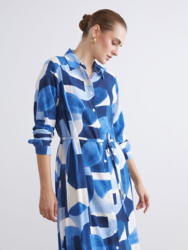 Moudda LC Waikiki - Robe tissée manches longues Femme Imprimé marine - Tunisie 1