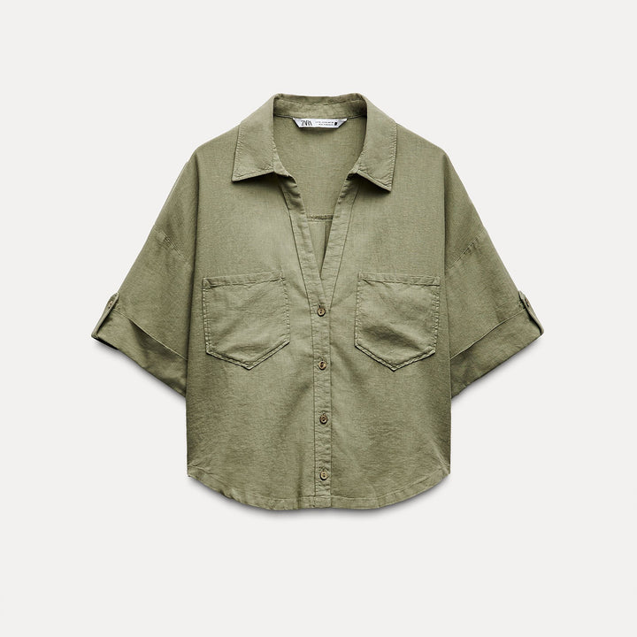 Moudda ZARA - Chemise Lin et Viscose Manches Courtes - Tunisie 1
