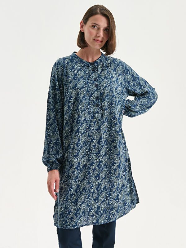 Moudda LC Waikiki - Tunique tissée imprimée manches longues Femme Pri indigo clair - Tunisie 1