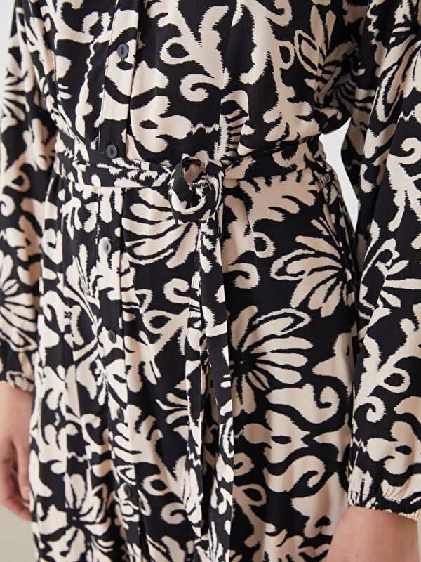 Moudda LC Waikiki - Robe tissée manches longues Femme Imprimé en noir - Tunisie 3