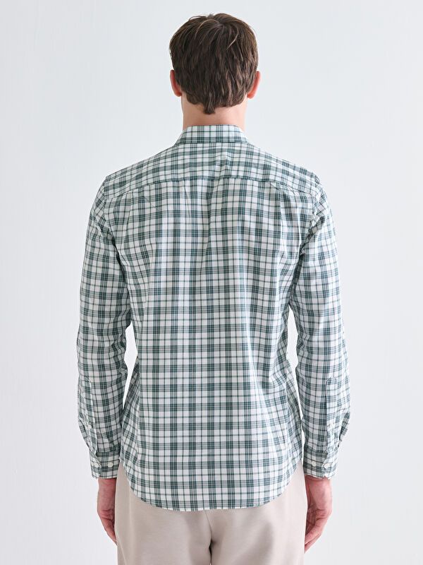 Moudda LC Waikiki - Chemise tissée à carreaux manches longues Homme À carreaux verts - Tunisie 4