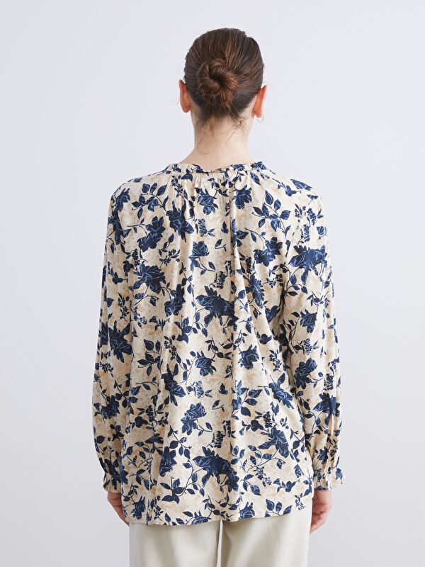 Moudda LC Waikiki - Blouse tissée imprimée manches longues Femme Beige clair - Tunisie 4