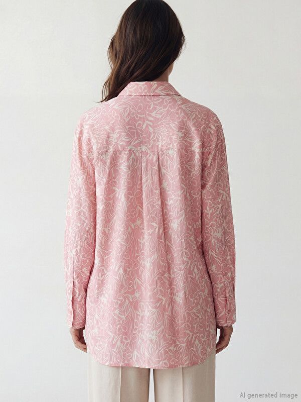 Moudda LC Waikiki - Tunique manches longues en tissu pour Femme couleur Rose imprimé - Tunisie 4