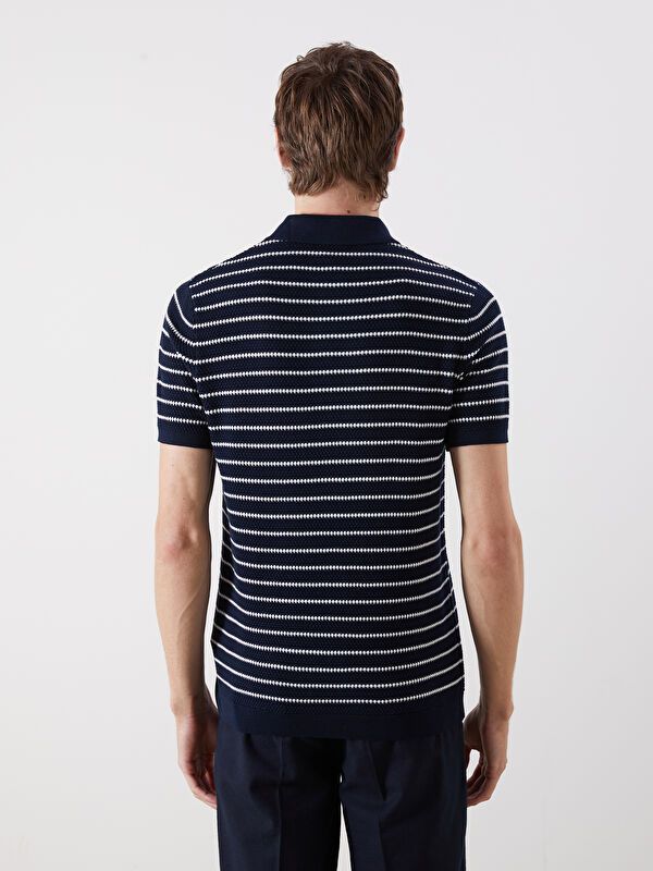 Moudda LC Waikiki - Pull tricot manches courtes Homme Rayures marine - Tunisie 4