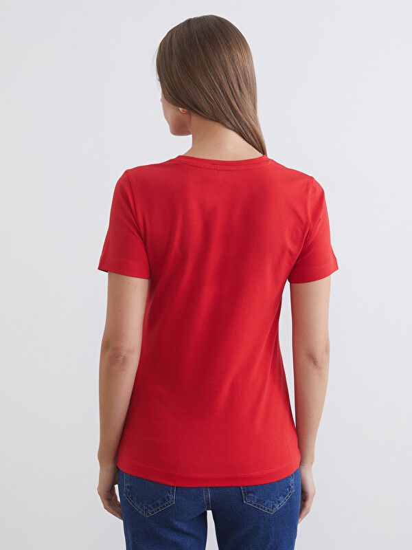 Moudda LC Waikiki - Body basique manches courtes en jersey pour Femme couleur Rouge - Tunisie 4
