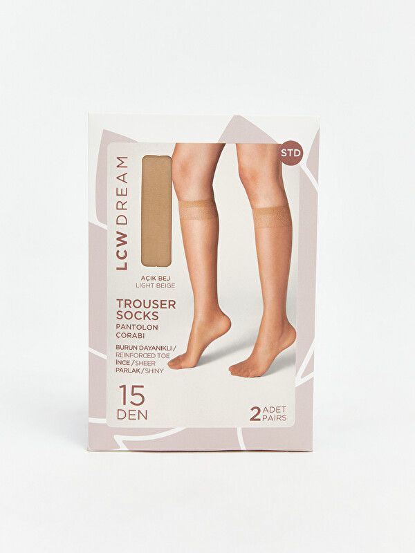 Moudda LC Waikiki - Chaussettes hautes pour Femme couleur Beige clair - Tunisie 4