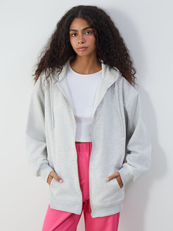 Moudda LC Waikiki - Cardigan en jersey Femme Mélange gris clair - Tunisie 1