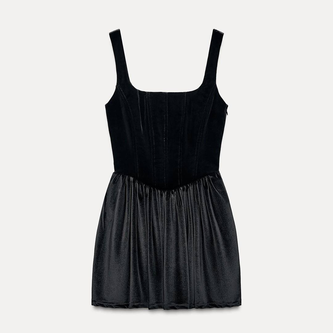 Moudda ZARA - Robe courte corset velours élastique fines bretelles cape - Tunisie 1