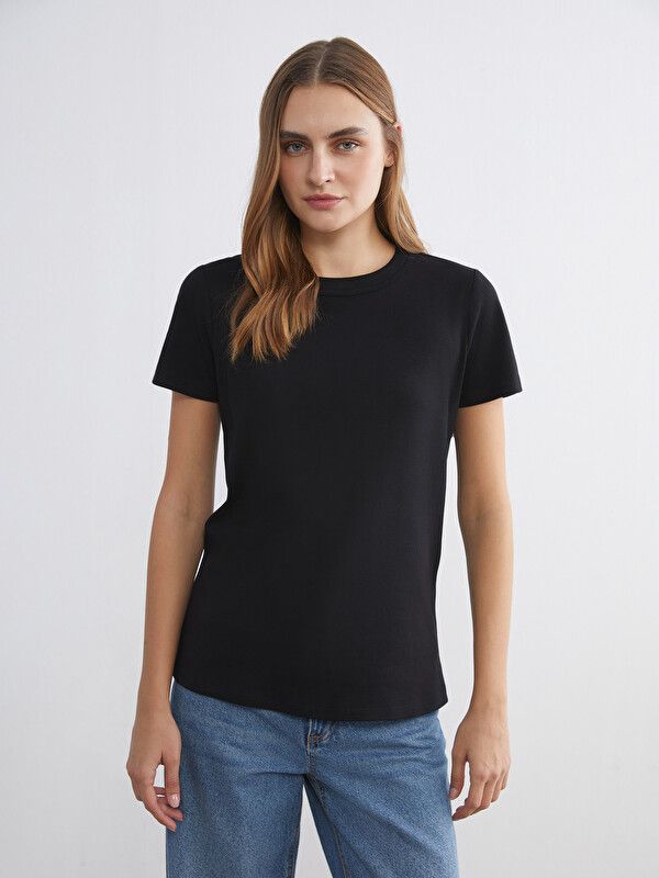 Moudda LC Waikiki - Body basique manches courtes en jersey pour Femme couleur Noir - Tunisie 1