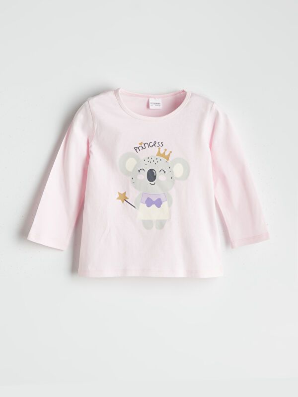 Moudda LC Waikiki - Pyjama en jersey manches longues moyen Fille Imprimé rose - Tunisie 2