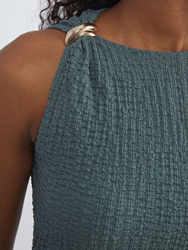 Moudda LC Waikiki - Robe en jersey manches courtes Femme Vert - Tunisie 3