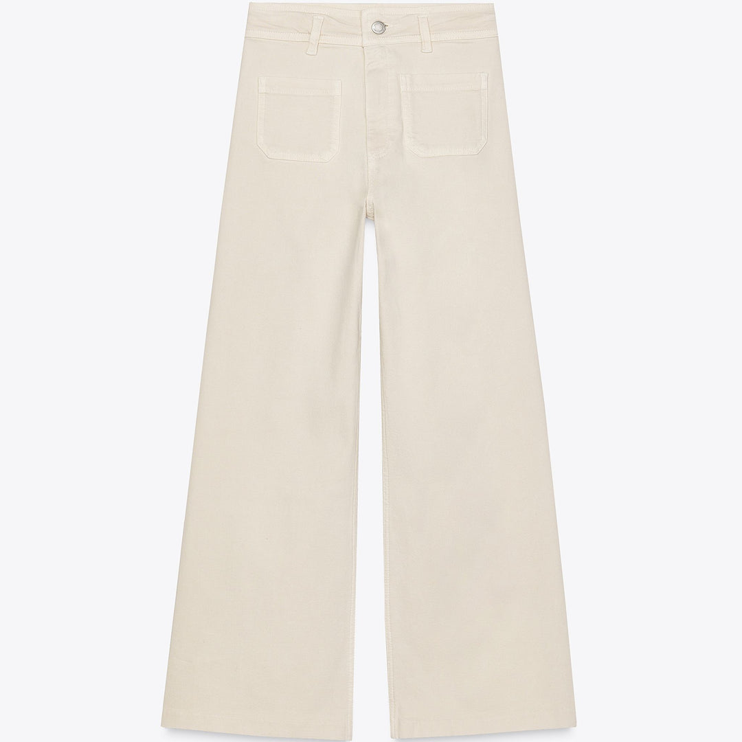 Moudda ZARA - Pantalon Wide Leg - Poches Patch & Gris Pierre - Tunisie 1