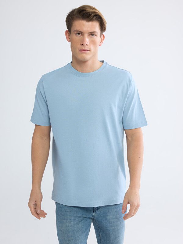 Moudda LC Waikiki - T-shirt basique col rond manches courtes en jersey pour Homme couleur  Bleu clair - Tunisie 1