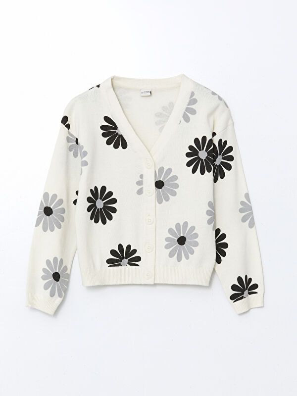 Moudda LC Waikiki - Cardigan en tricot Fille Imprimé écru - Tunisie 1