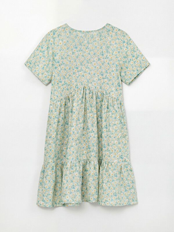 Moudda LC Waikiki - Robe manches courtes en jersey pour Fille couleur Vert menthe imprimé - Tunisie 2