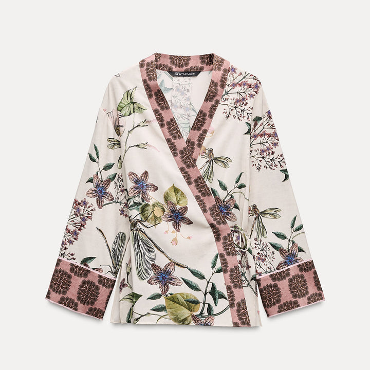 Moudda ZARA - Ensemble kimono imprimé floral grec, ceinturé - Tunisie 1