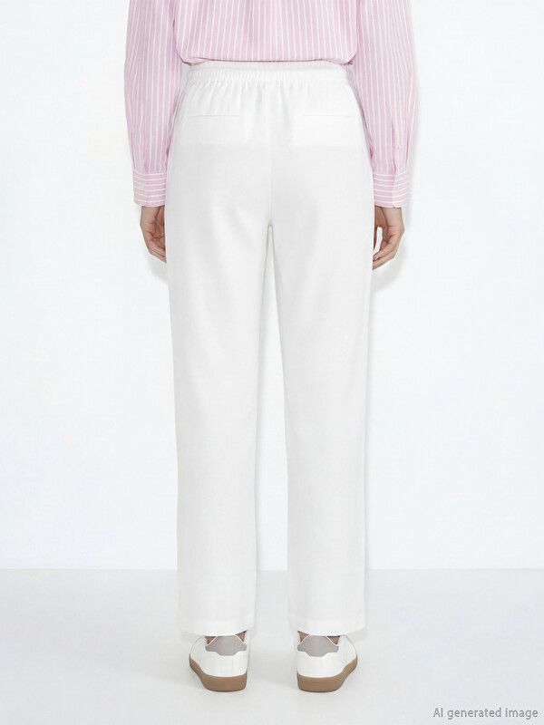 Moudda LC Waikiki - Pantalon fin en tissu pour Femme couleur Blanc - Tunisie 4