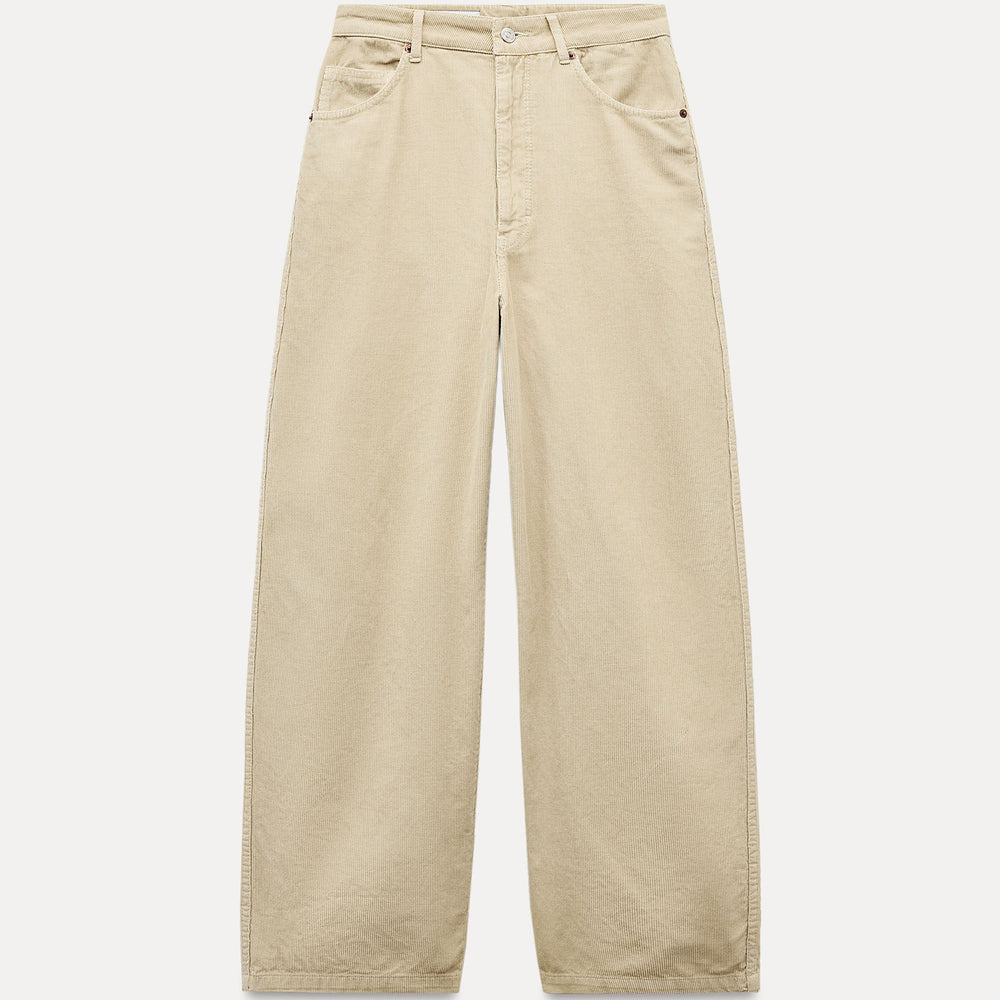 Moudda ZARA - Pantalon relaxed oversized velours côtelé taille mi-haute longueur complète - Tunisie 2