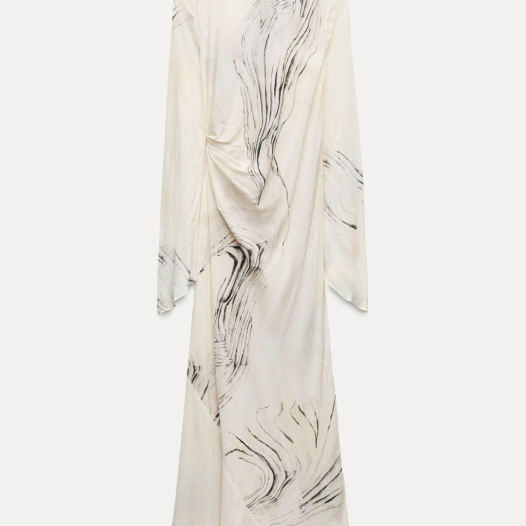 Moudda ZARA - Robe mi-longue imprimée liserés décolleté dos volant - Tunisie 1