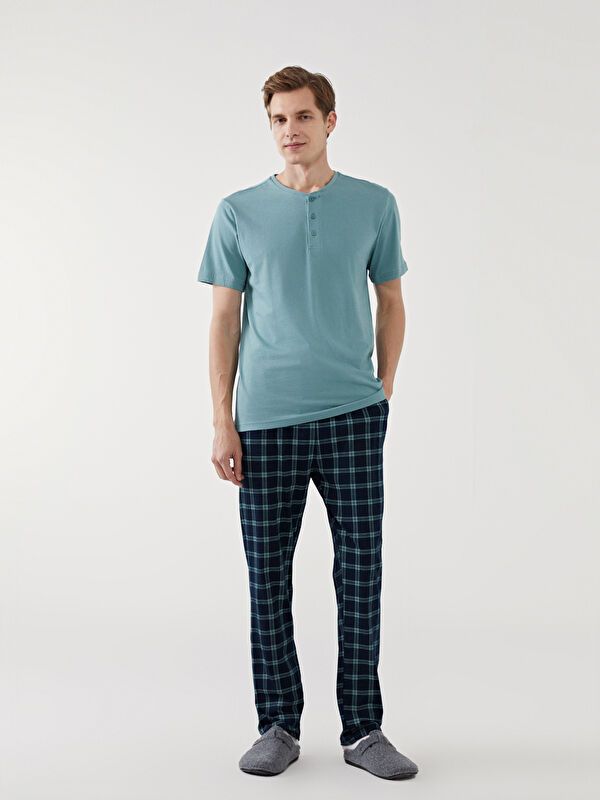 Moudda LC Waikiki - Ensemble pyjama en jersey à manches courtes et bas longs pour Hommes - Tunisie 2