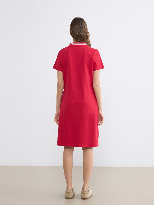 Moudda LC Waikiki - Robe manches courtes en jersey pour Femme couleur Rouge - Tunisie 4