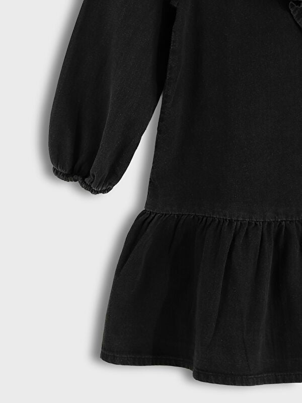 Moudda LC Waikiki - Robe tissée manches longues denim Fille Rodéo noir - Tunisie 3