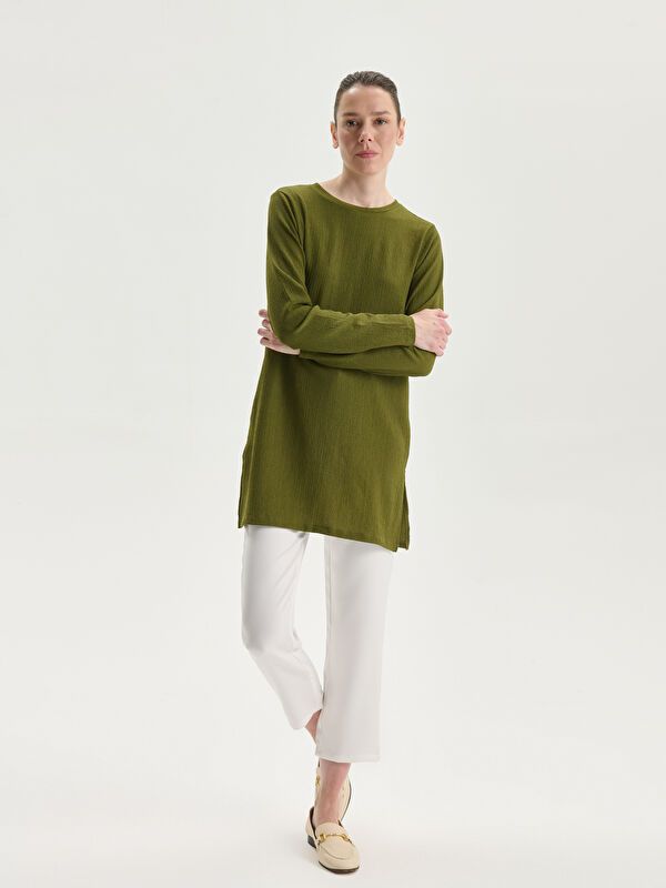 Moudda LC Waikiki - Body manches longues en jersey couleur Vert kaki pour femmes - Tunisie 2