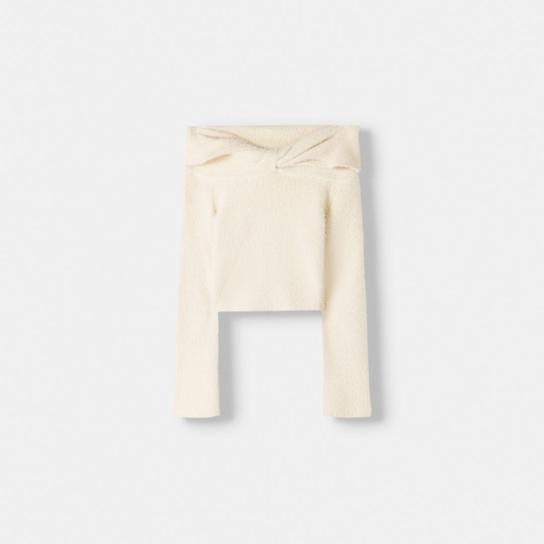Moudda BERSHKA - Pull épaules dénudées en fausse fourrure - Tunisie 1