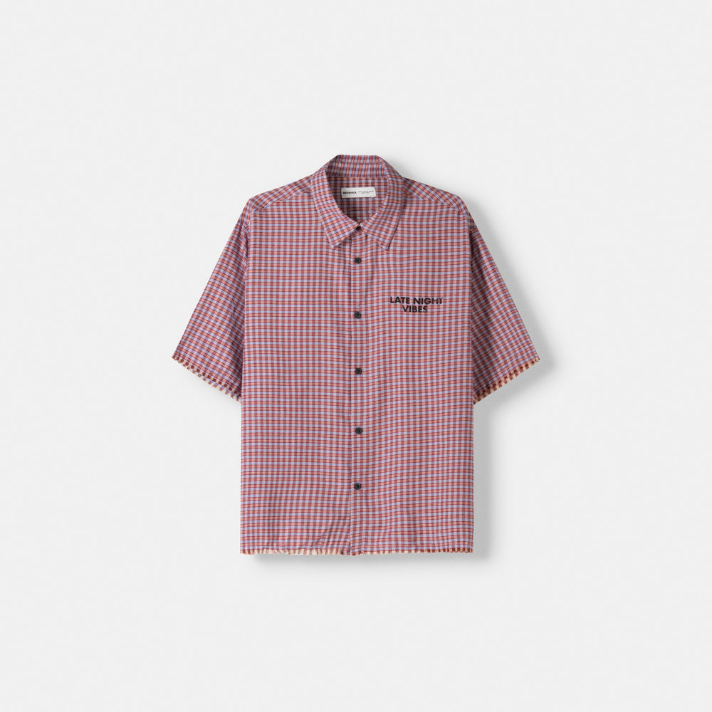 Moudda BERSHKA - Chemise manches courtes boxy imprimé carreaux - Tunisie 2