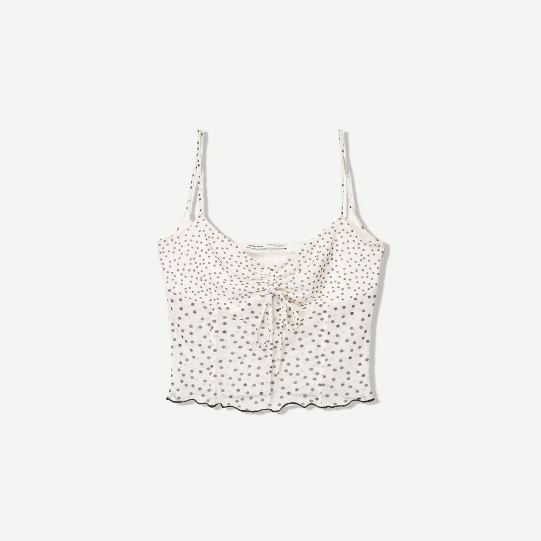 Moudda BERSHKA - Top Bretelles - Tulle & Imprimé Pois - Tunisie 1