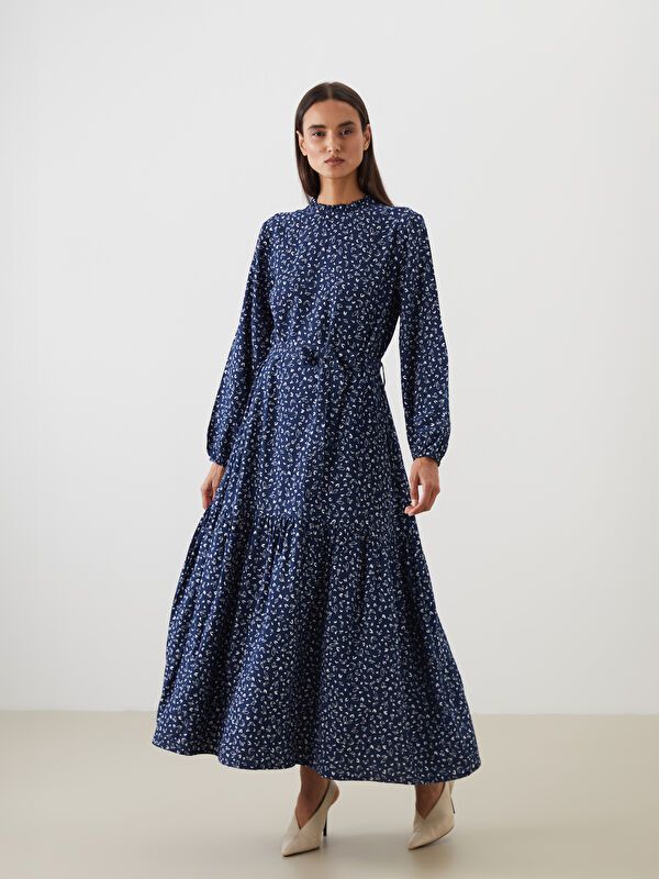 Moudda LC Waikiki - Robe tissée manches longues Femme Imprimé marine - Tunisie 1