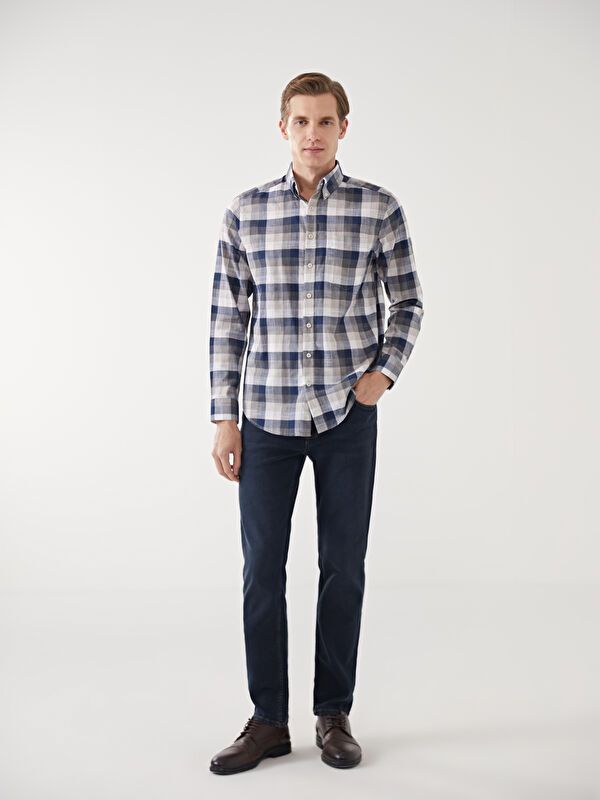 Moudda LC Waikiki - Chemise à carreaux manches longues en tissu pour Homme - Tunisie 2