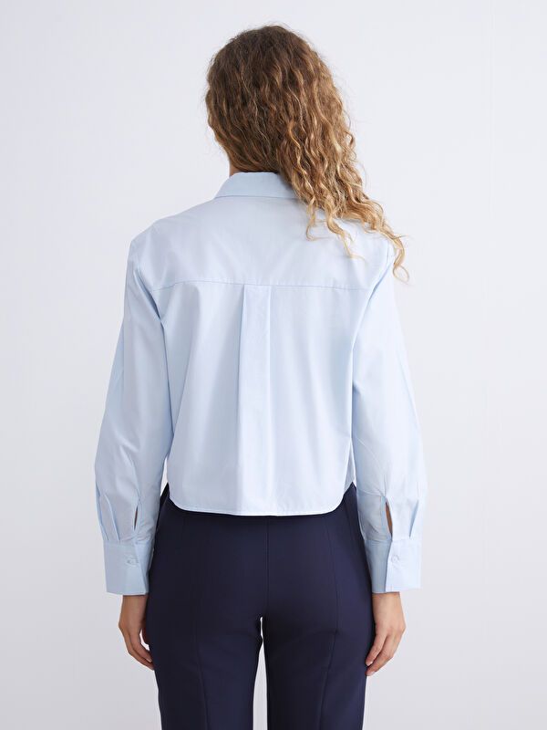 Moudda LC Waikiki - Chemise tissée manches longues Femme Bleu pâté - Tunisie 4