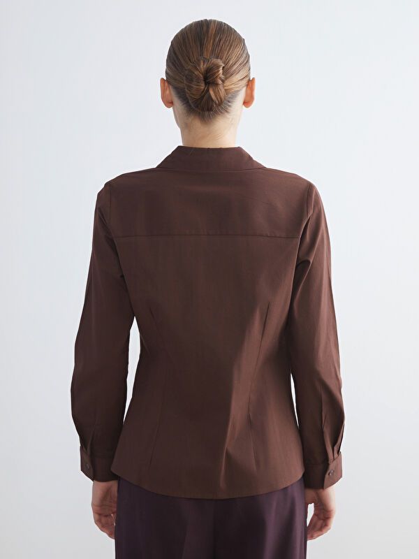 Moudda LC Waikiki - Chemise tissée manches longues Femme Brun chocolat - Tunisie 4