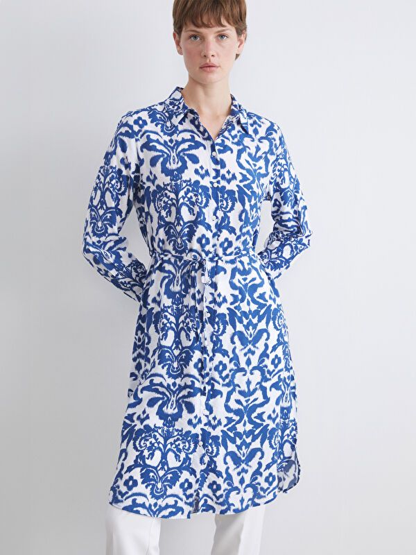 Moudda LC Waikiki - Tunique tissée imprimée manches longues Femme Imprimé marine - Tunisie 2