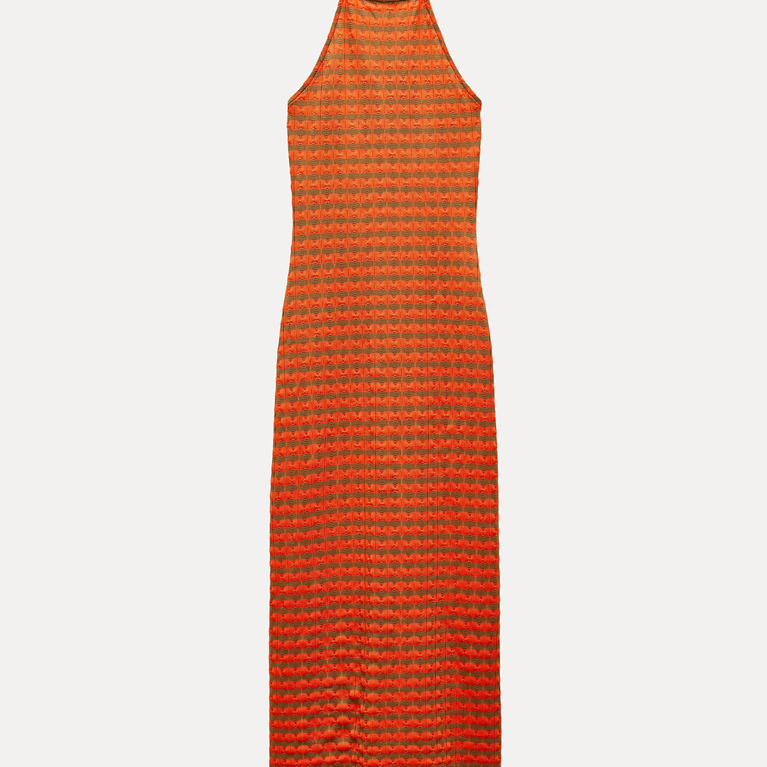 Moudda ZARA - Robe longue col brassière, jacquard rayé - Tunisie 2