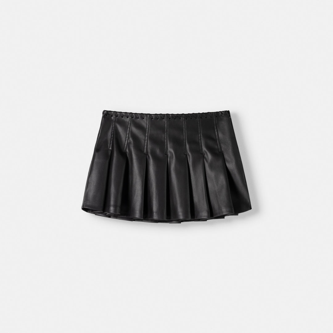 Moudda BERSHKA - Jupe mini en similicuir plissée avec nœud à la taille - Tunisie 2