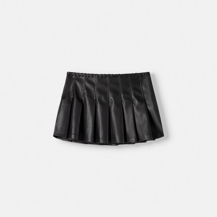 Moudda BERSHKA - Jupe mini en similicuir plissée avec nœud à la taille - Tunisie 2