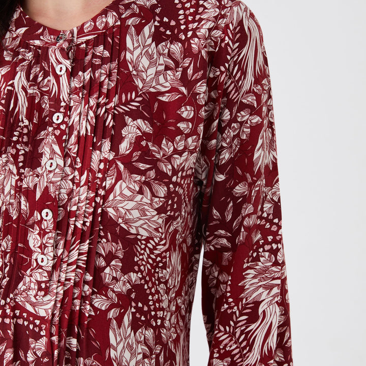 Moudda LC Waikiki - Robe tissée manches longues Femme Imprimé en rouge - Tunisie 3