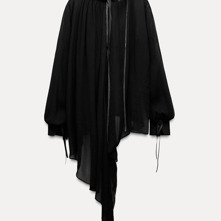 Moudda ZARA - Blouse noir et blanc multiposition combinée velours - Tunisie 8