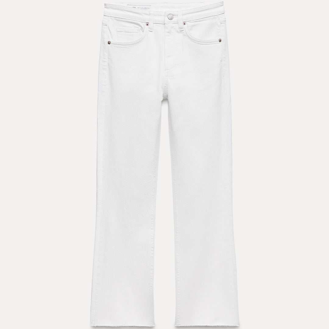 Moudda ZARA - Pantalon évasé court 5 poches taille haute ourlet brut - Tunisie 1