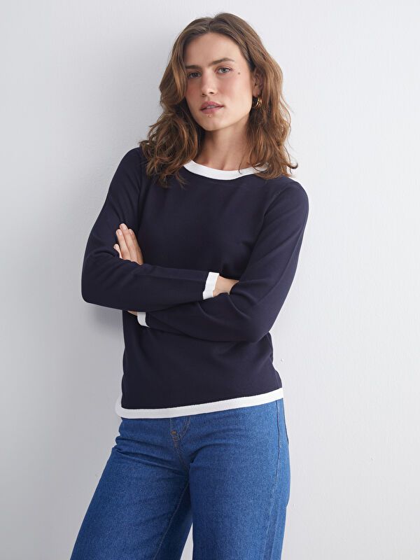 Moudda LC Waikiki - Pull tricot moyen Femme Mélange de la marine - Tunisie 4