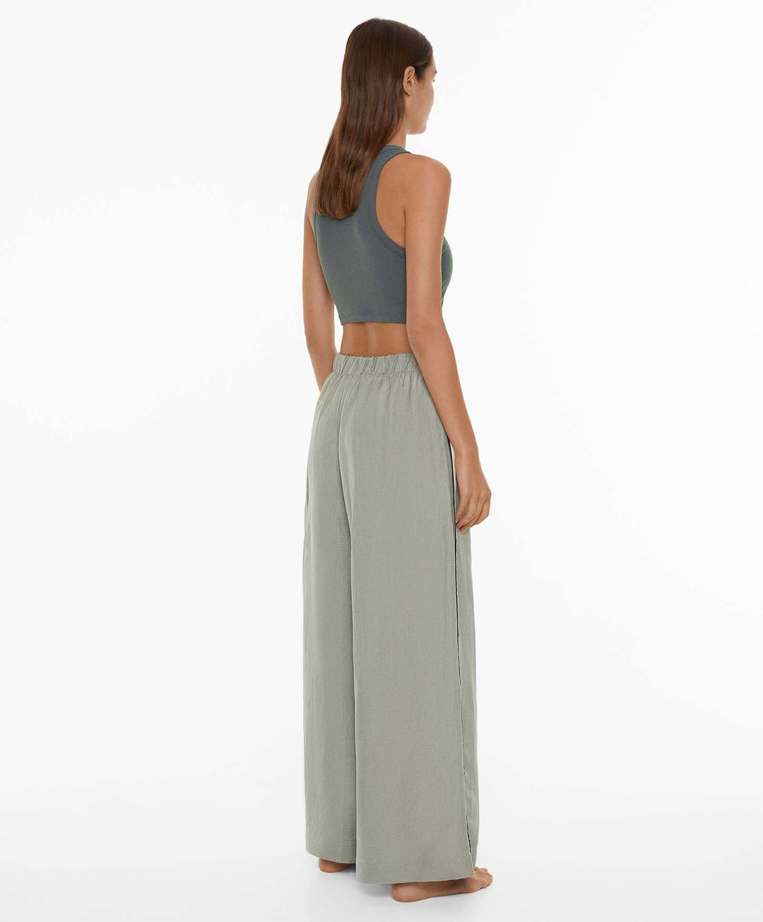 Moudda Oysho - Pantalon Lin avec Finitions Latérales Taille Haute - Tunisie 8
