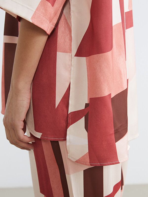 Moudda LC Waikiki - Tunique manches longues en tissu pour Femme couleur Marron imprimé - Tunisie 3