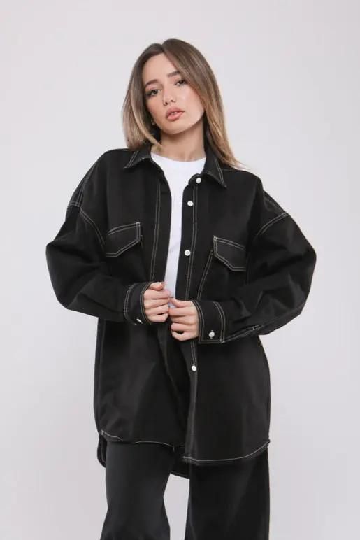 Moudda Billiorich - Chemise Oversize Noire à Surpiqûres - Tunisie 1