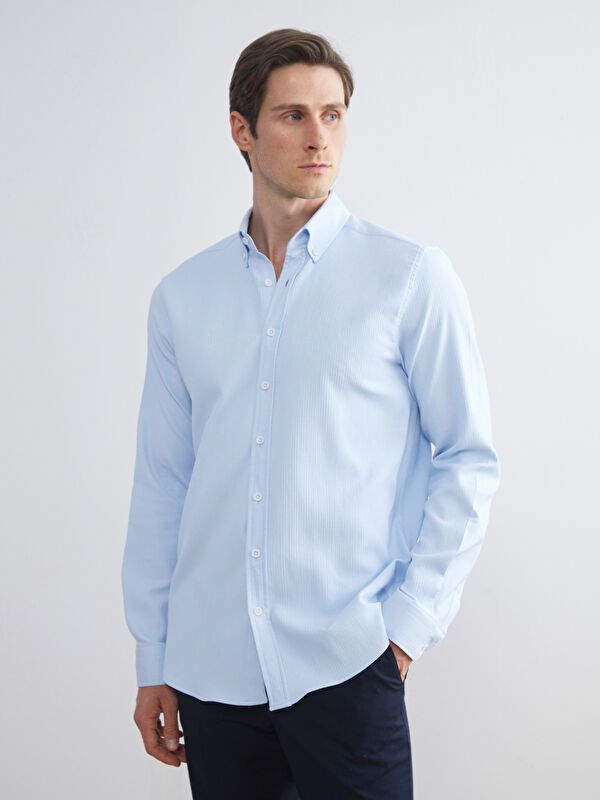 Moudda LC Waikiki - Chemise tissée manches longues Homme Bleu - Tunisie 1