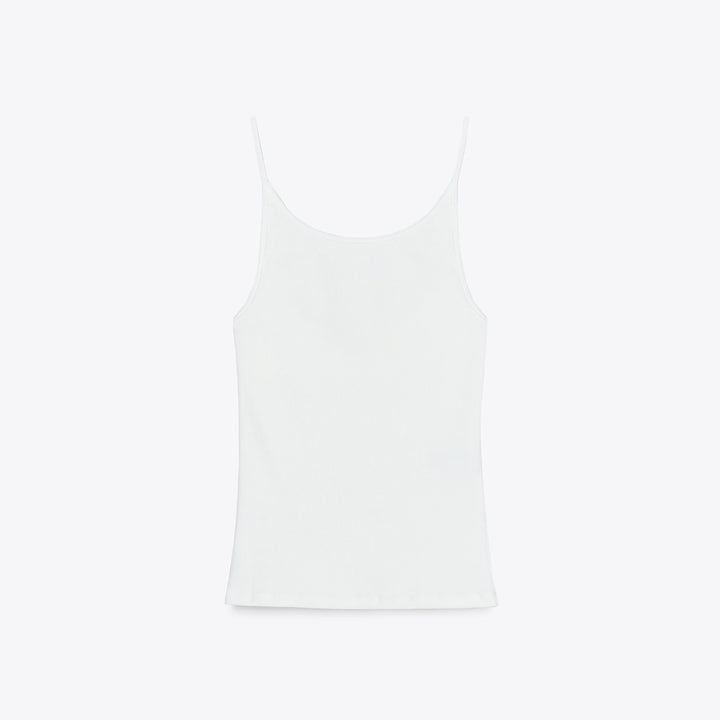 Moudda ZARA - T-Shirt - Rayures, Bretelles & Pipping Contrasté (Blanc) - Tunisie 1