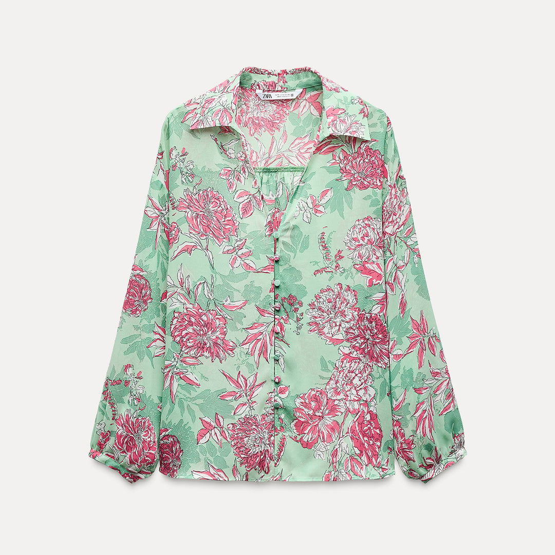 Moudda ZARA - Chemise imprimée, décolleté plungé - Tunisie 2