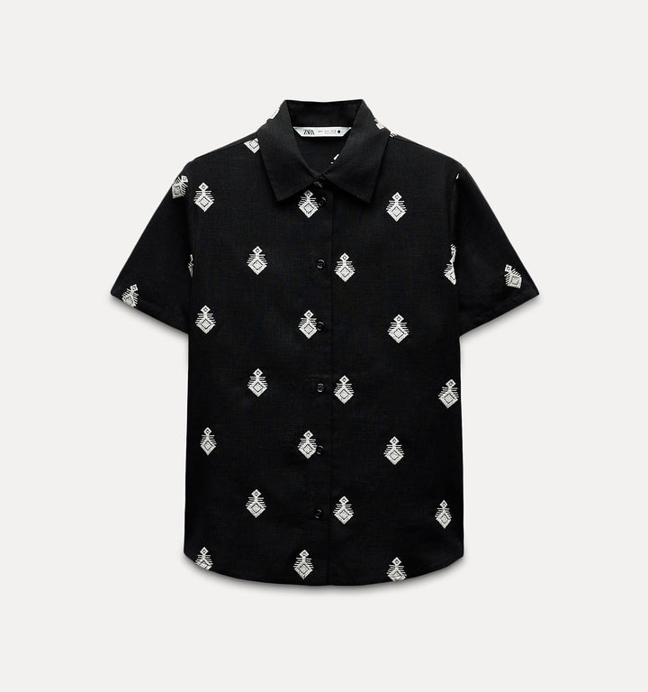 Moudda ZARA - Set top brodé noir/blanc - Tunisie 2