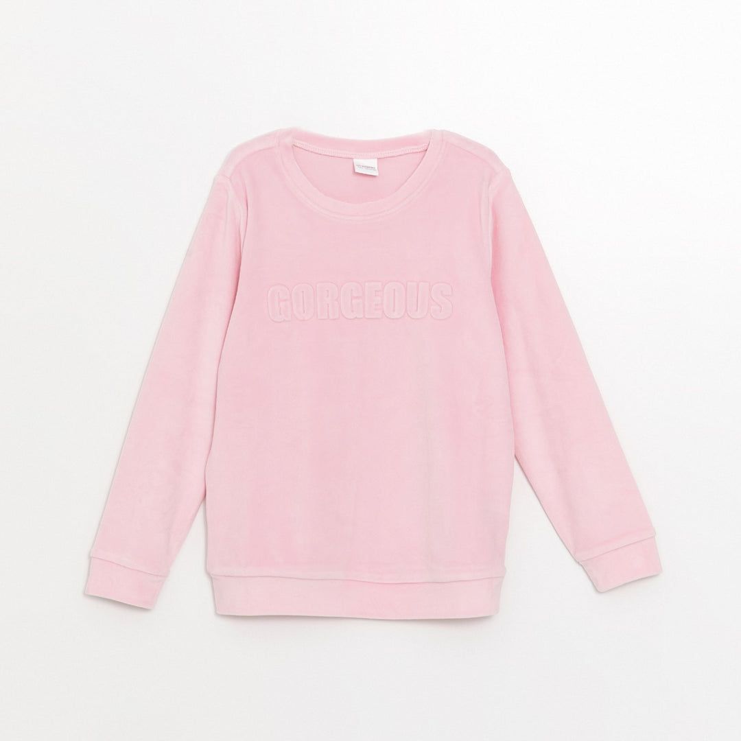 Moudda LC Waikiki - Pyjama en jersey manches longues épais Fille Rose - Tunisie 5